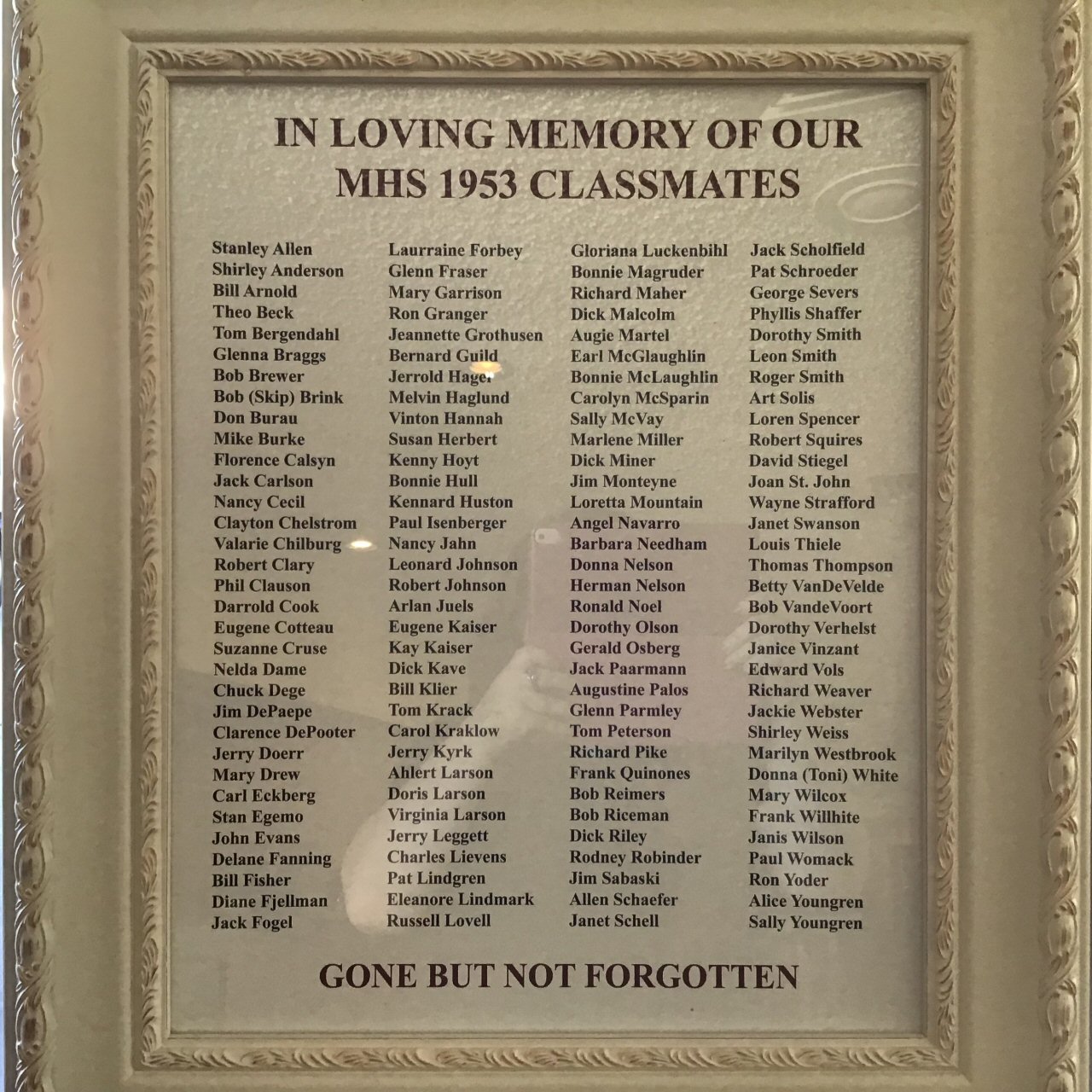 In loving memory of our MHS 1953 Classmates